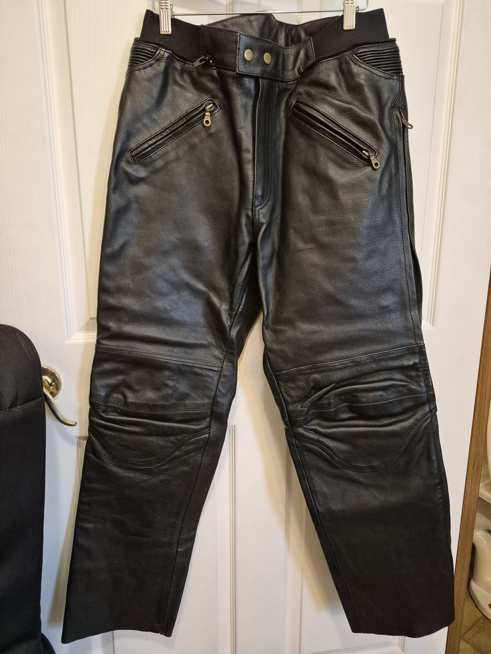 Men's Black Leather Jeans - Classic Biker Style